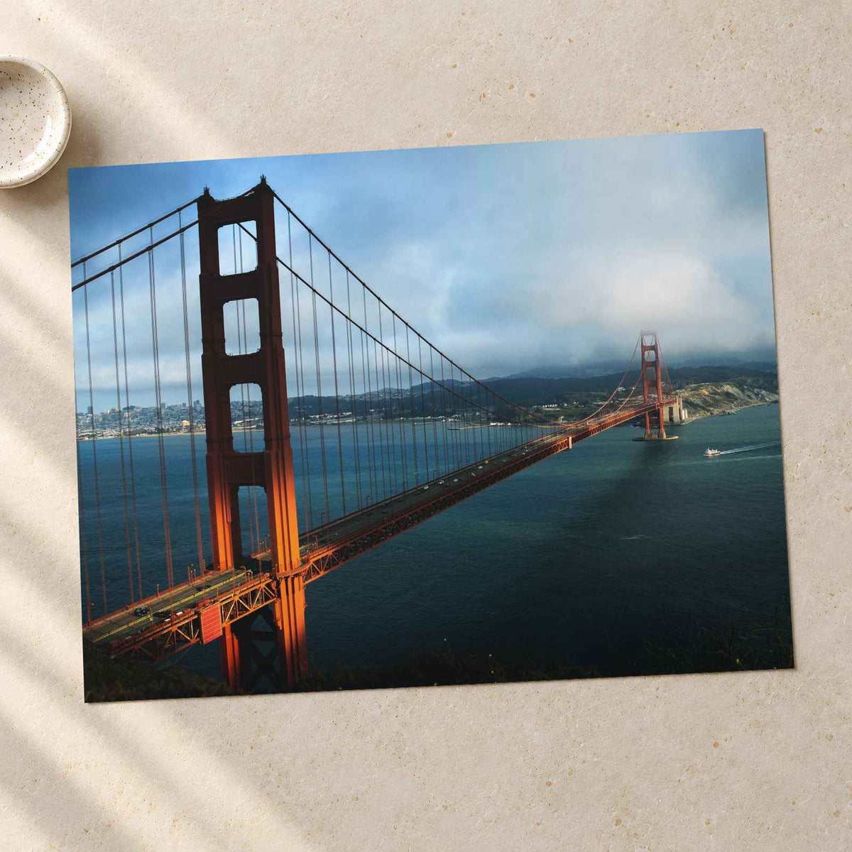 A View of the Golden Gate Bridge from the Top of a Hill Photo Print (7 Sizes)