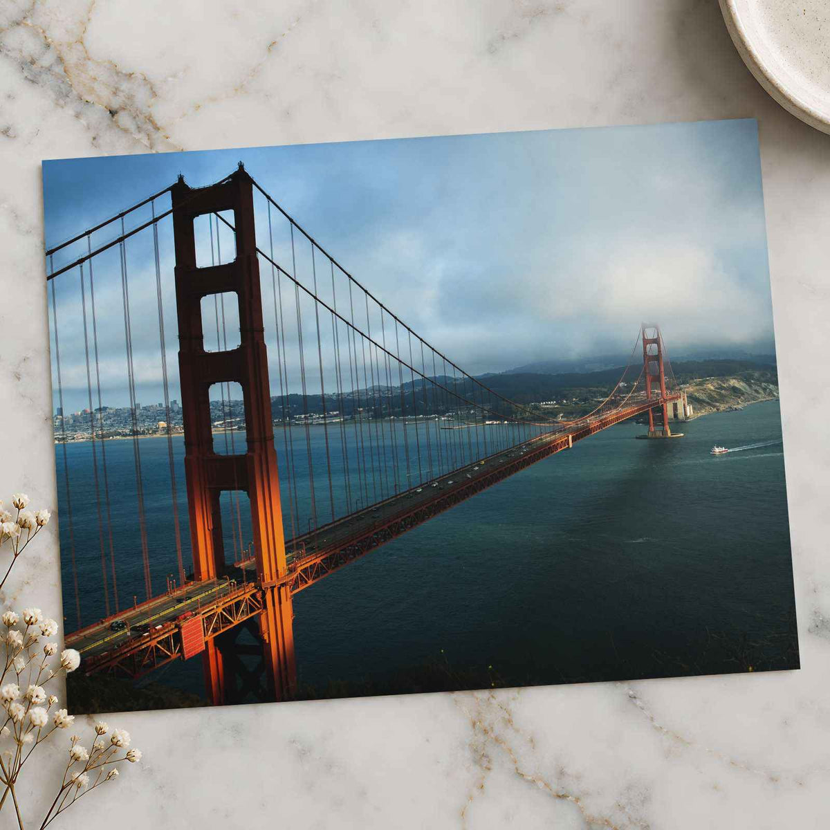 A View of the Golden Gate Bridge from the Top of a Hill Photo Print (7 Sizes)