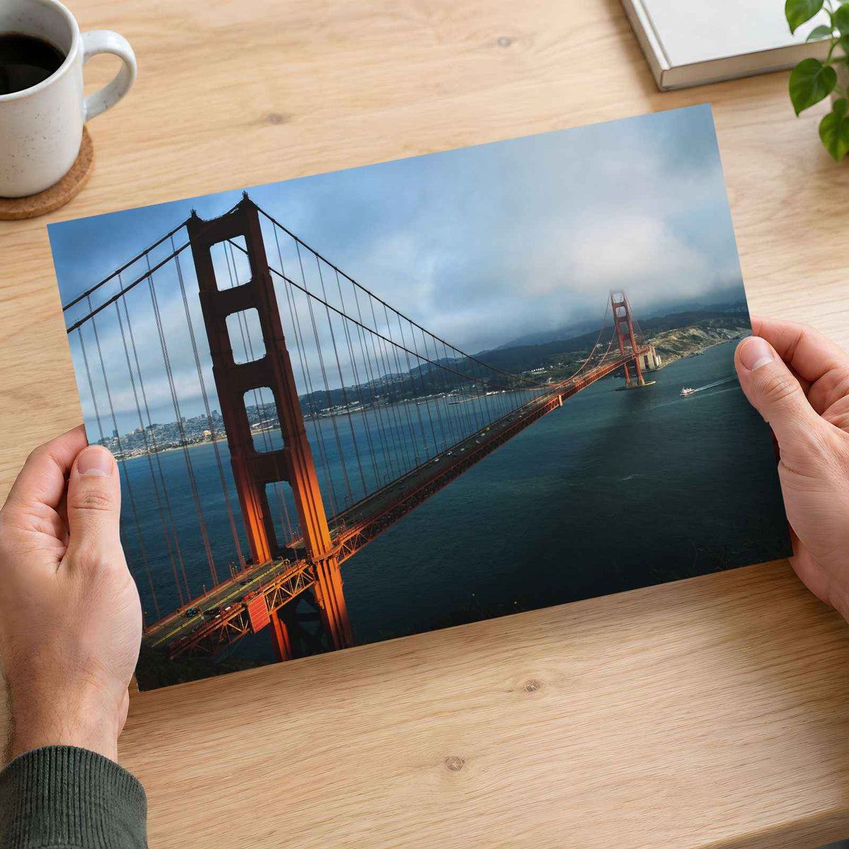 A View of the Golden Gate Bridge from the Top of a Hill Photo Print (7 Sizes)