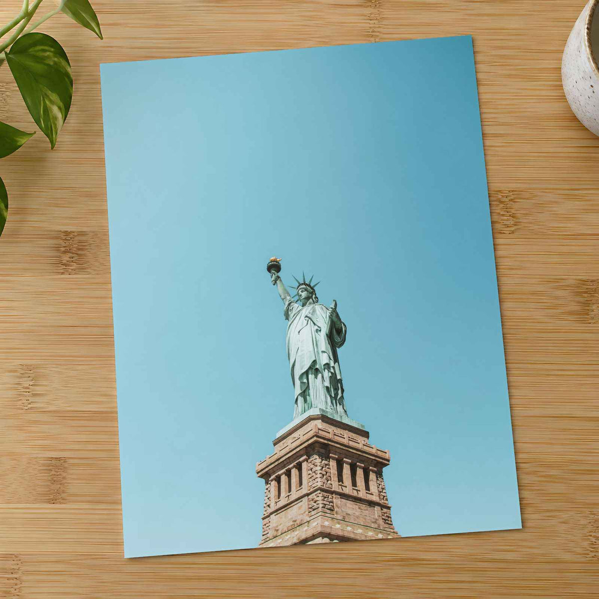 The Statue of Liberty Against Blue Sky by Simon Joseph Photo Print Wall Decor
