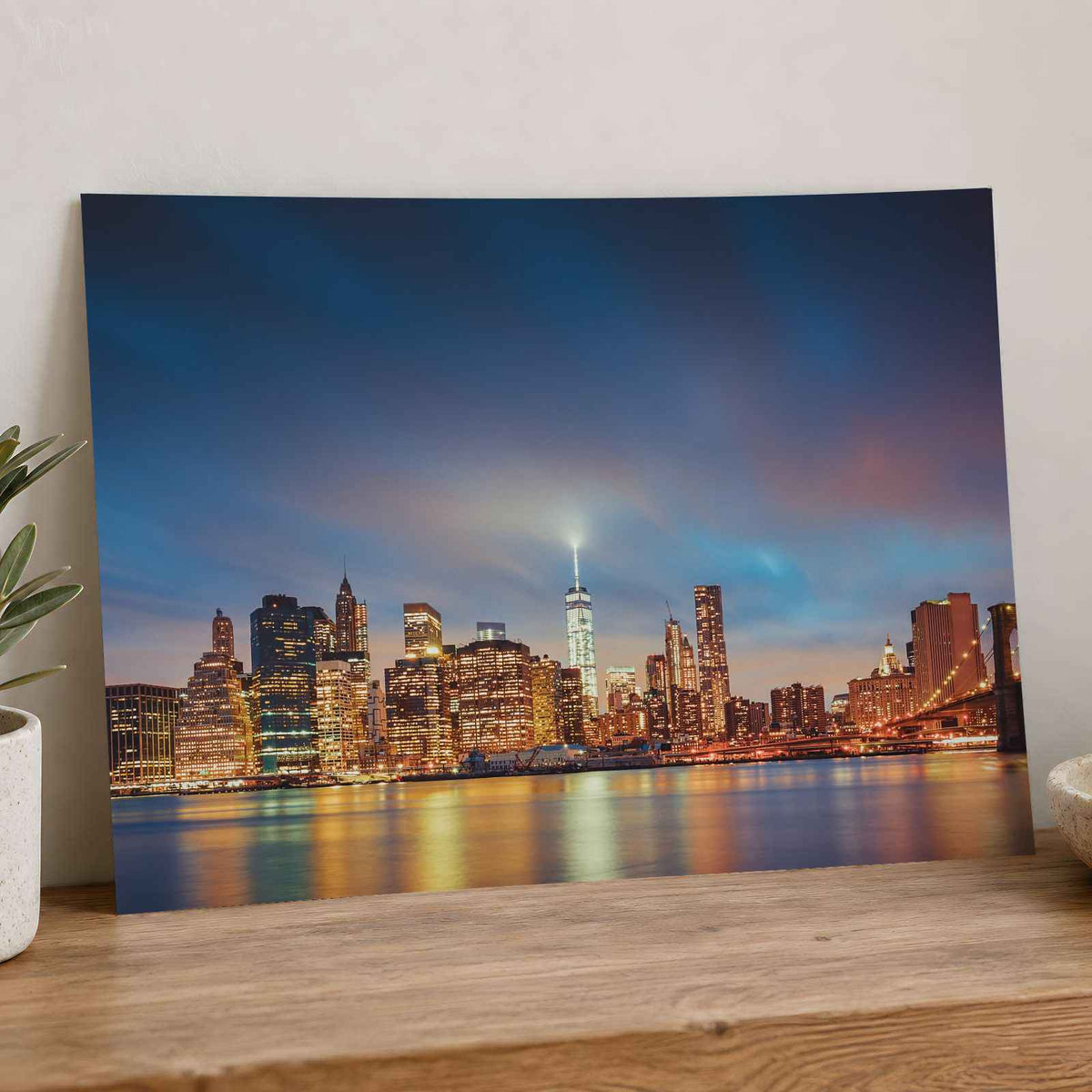 Panoramic View of New York by Night New York City Photo Wall Art (7 Sizes)