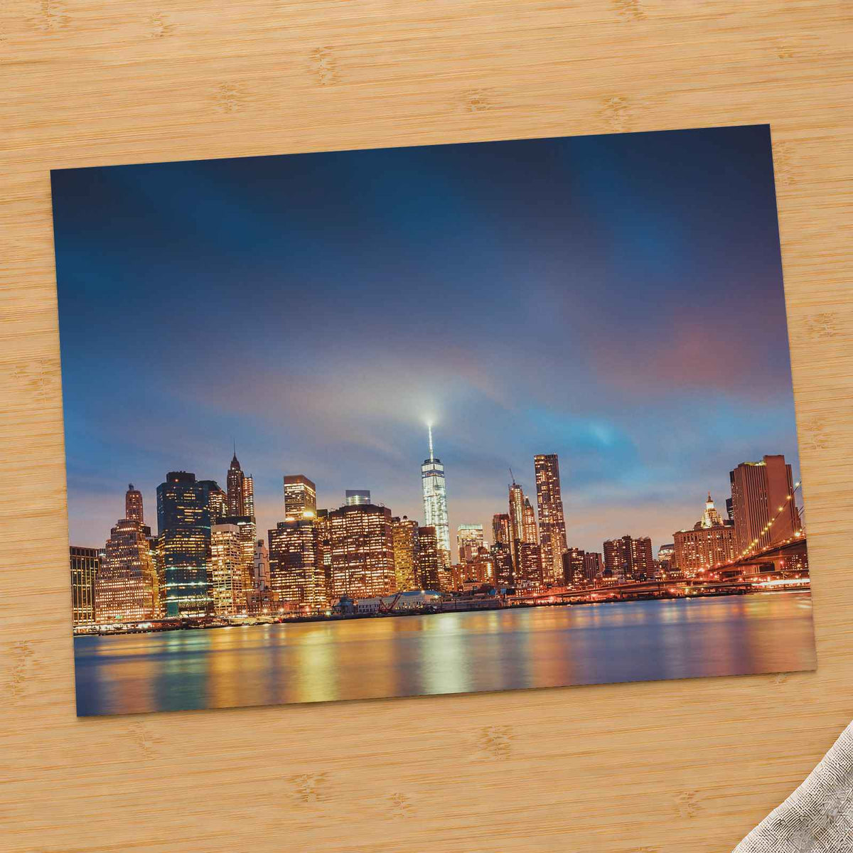 Panoramic View of New York by Night New York City Photo Wall Art (7 Sizes)