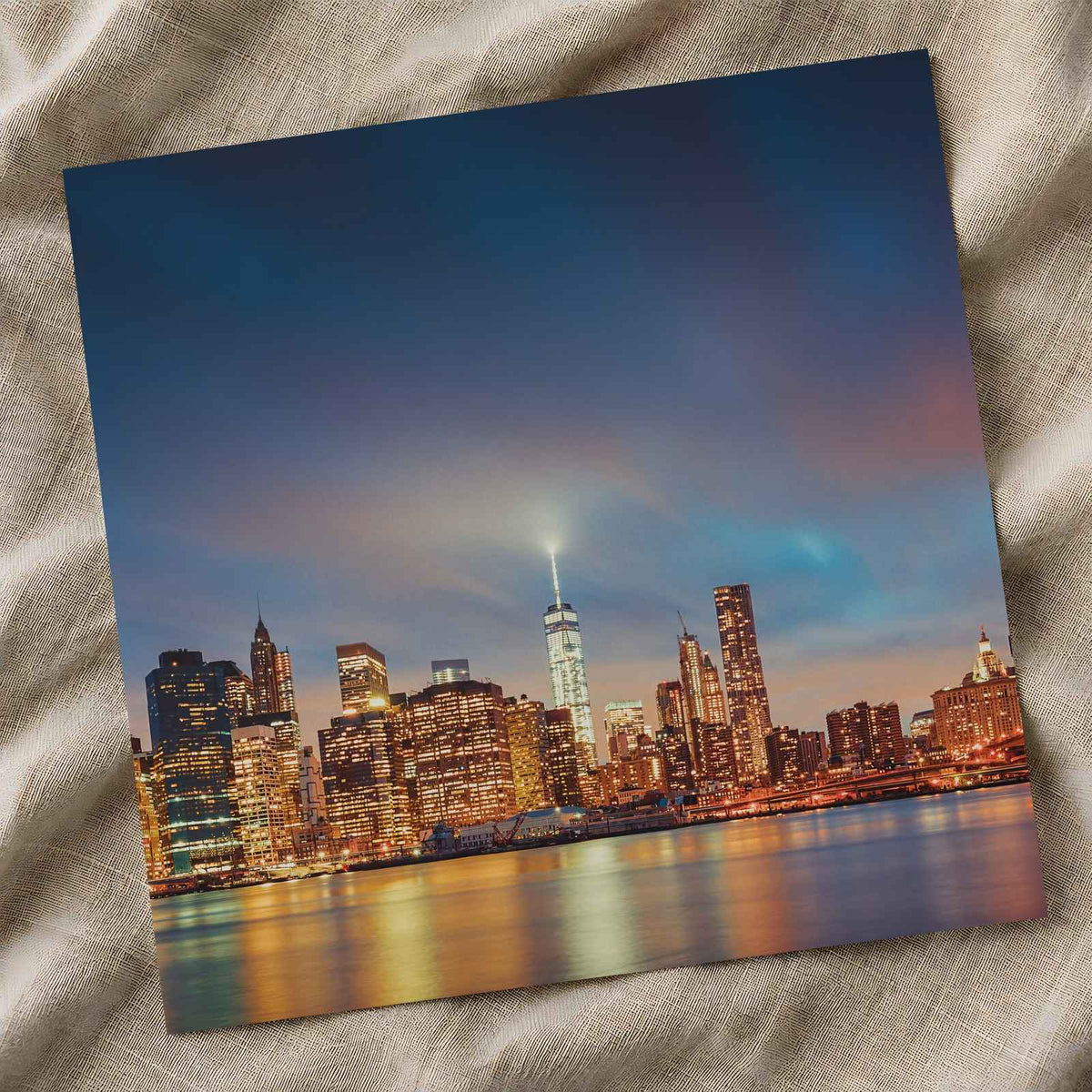 Panoramic View of New York by Night New York City Photo Wall Art (7 Sizes)