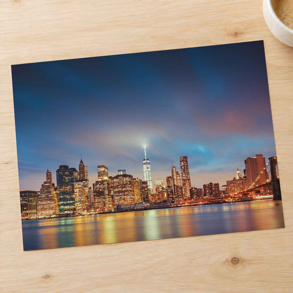 Panoramic View of New York by Night New York City Photo Wall Art (7 Sizes)