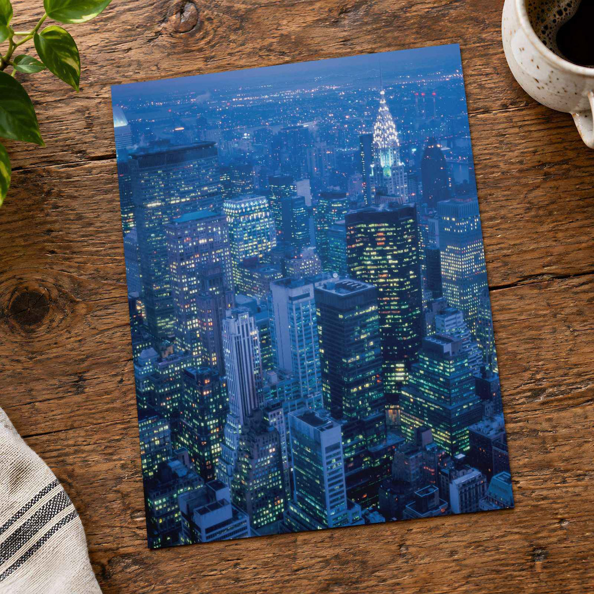 New York City at Night from Skyscraper Photo Print Wall Decor