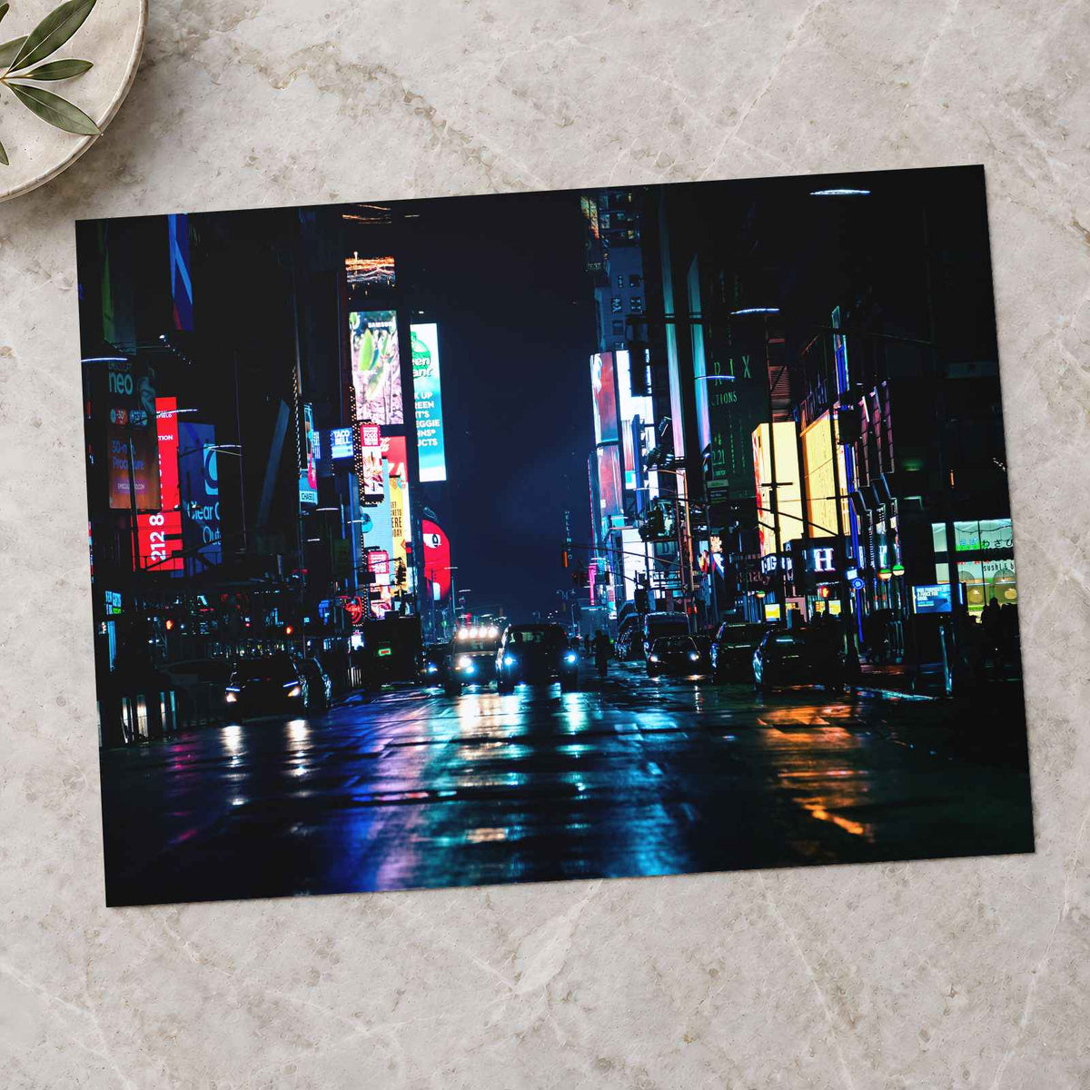 New York Street at Night with Neon Lights New York City Photo Print (7 Sizes)