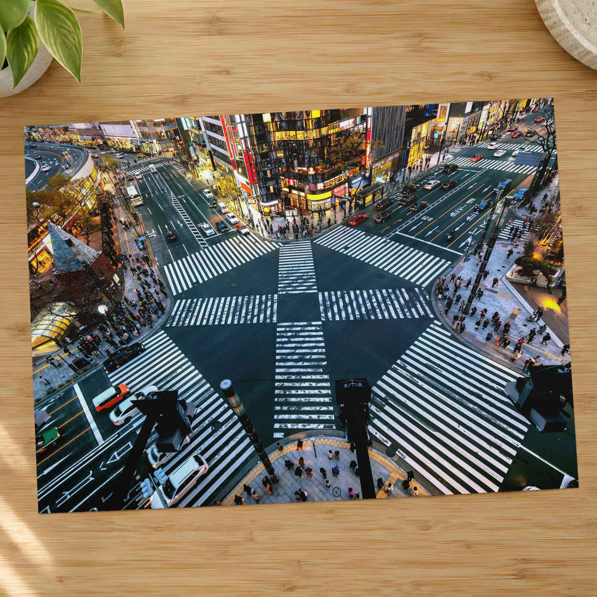 Aerial Intersection in Ginza, Tokyo, Japan Photo Wall Art (7 Sizes) - Frameable