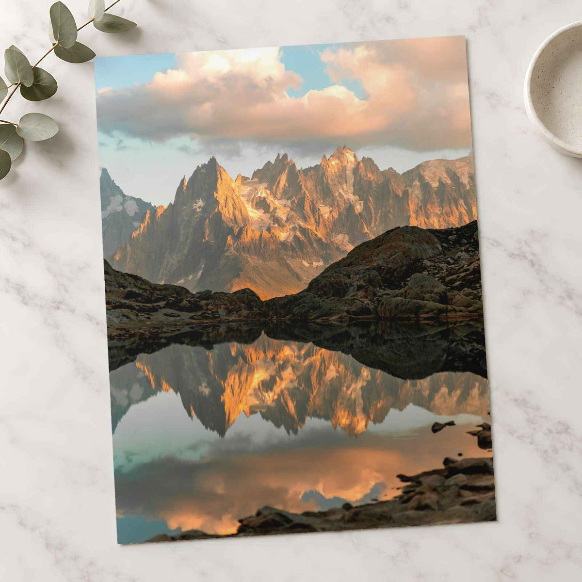 Mountain Range Reflected in Lake Chamonix Photo Wall Art (7 Sizes) - Frameable