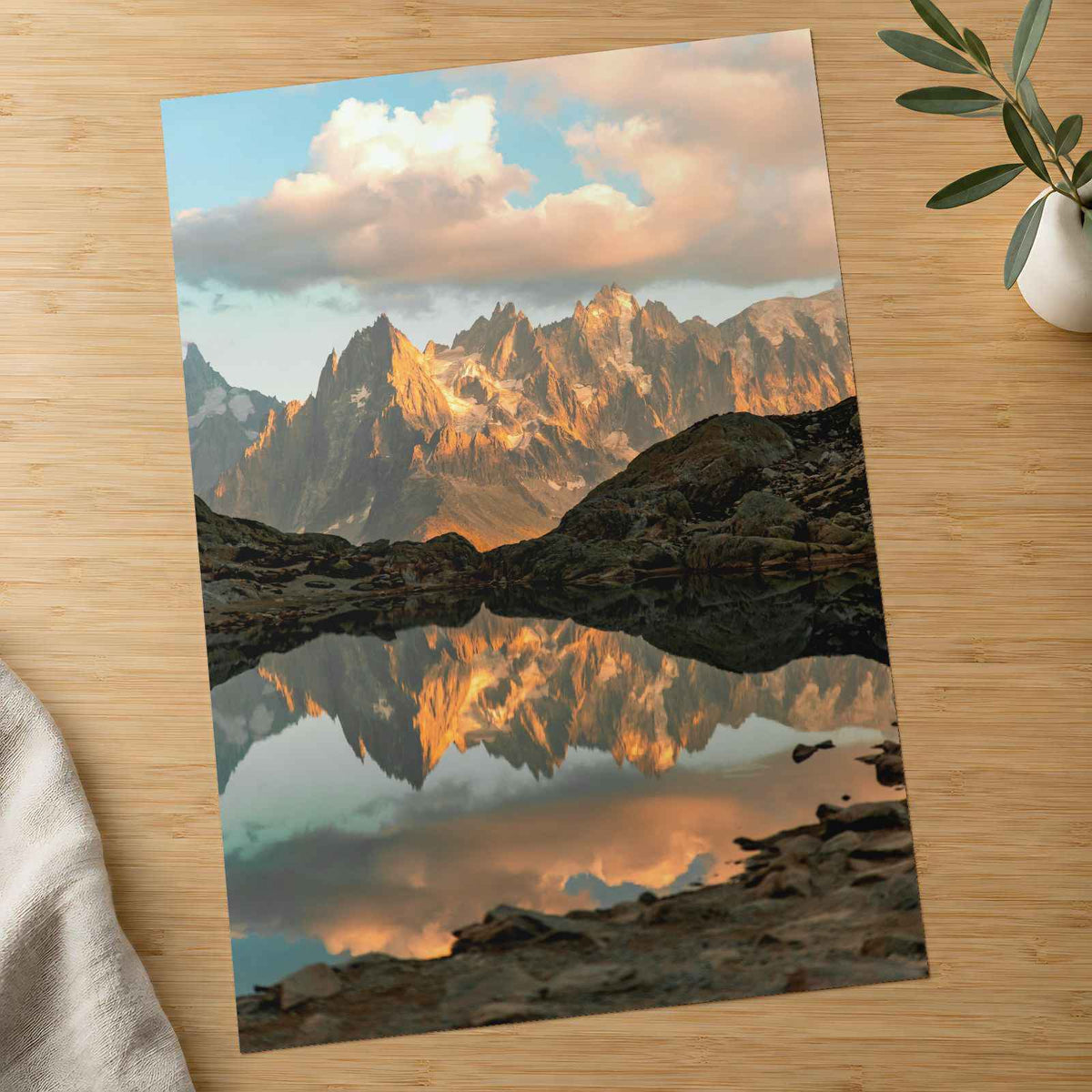 Mountain Range Reflected in Lake Chamonix Photo Wall Art (7 Sizes) - Frameable