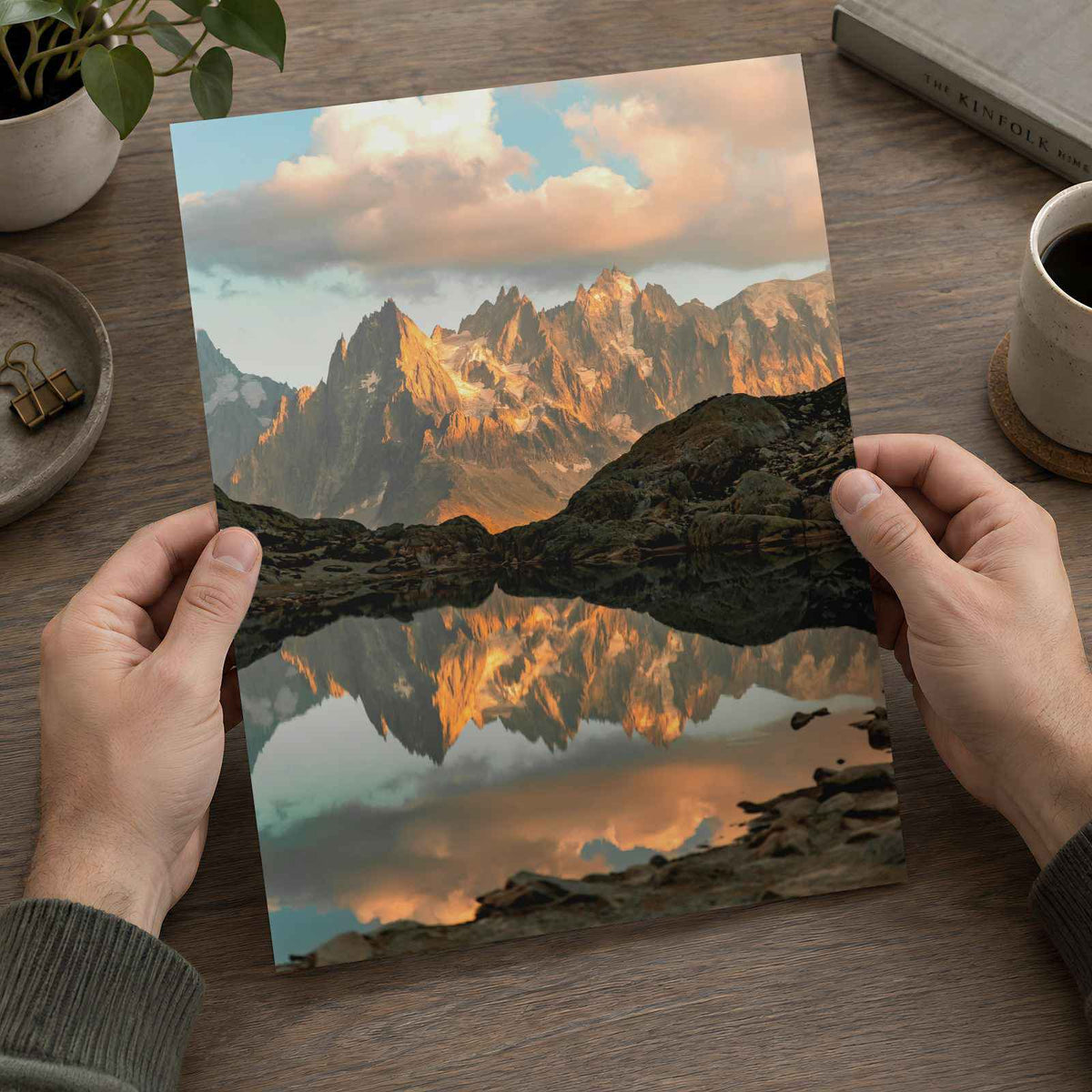 Mountain Range Reflected in Lake Chamonix Photo Wall Art (7 Sizes) - Frameable