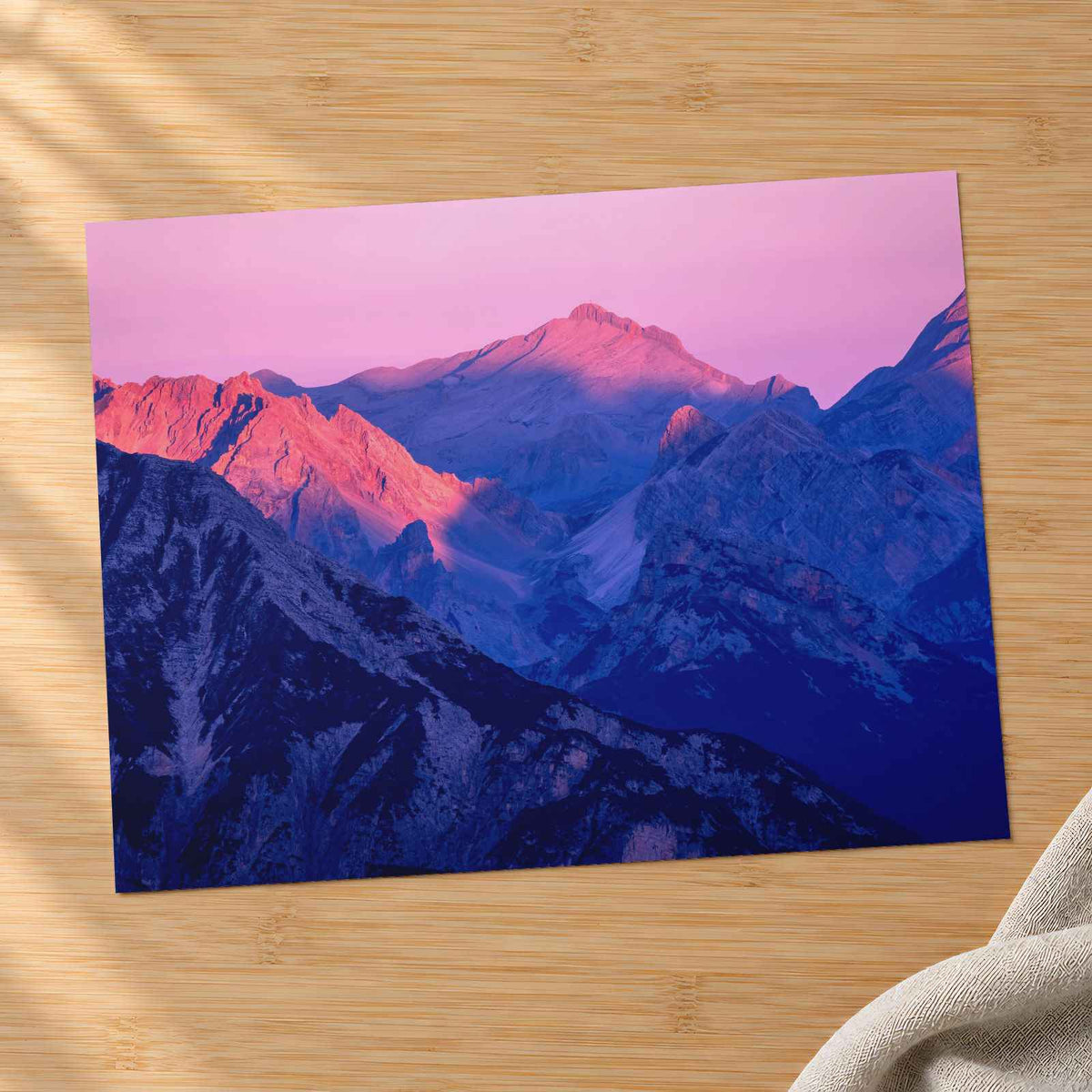 Mountain Range at Sunset Photographic Art Print (7 Sizes) - Printed in USA