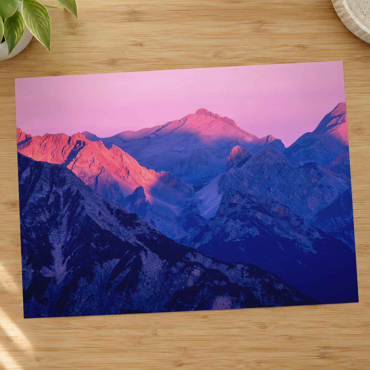 Mountain Range at Sunset Photographic Art Print (7 Sizes) - Printed in USA