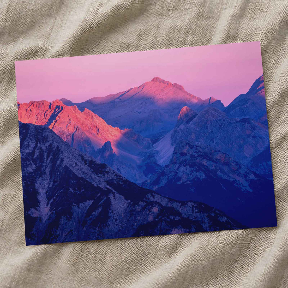 Mountain Range at Sunset Photographic Art Print (7 Sizes) - Printed in USA