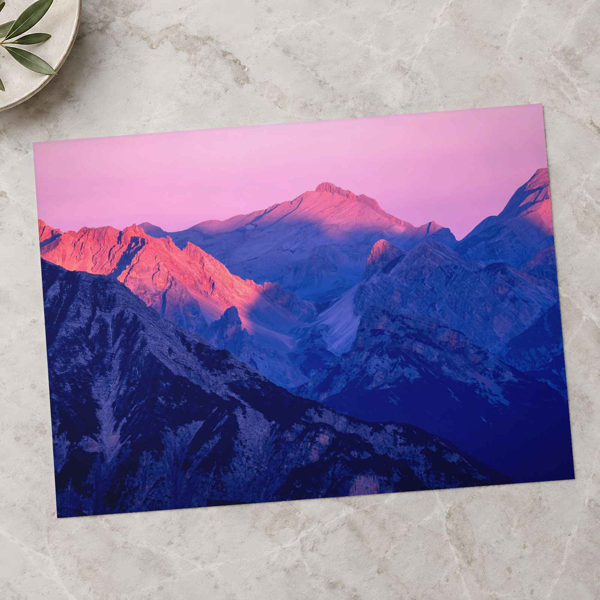 Mountain Range at Sunset Photographic Art Print (7 Sizes) - Printed in USA