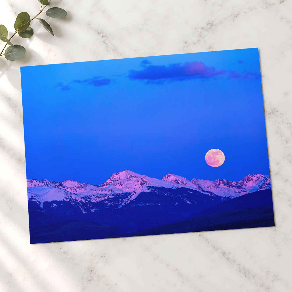 Moon Rising Over Snowy Peaks Photography Print (7 Sizes) - Heavyweight