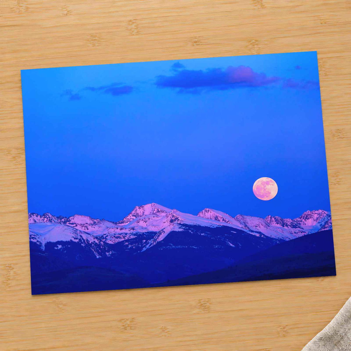 Moon Rising Over Snowy Peaks Photography Print (7 Sizes) - Heavyweight