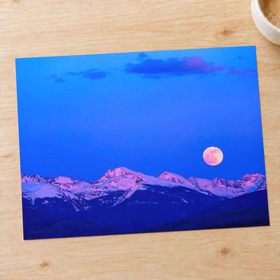 Moon Rising Over Snowy Peaks Photo Print Wall Decor