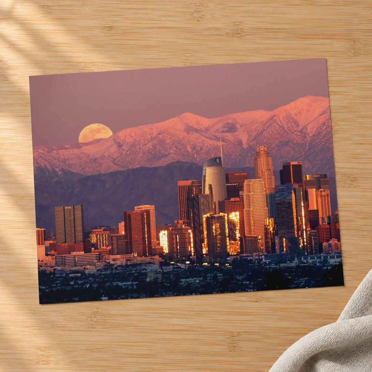 San Gabriel Mountain Snow Moon in Los Angeles California Photo Print (7 Sizes)
