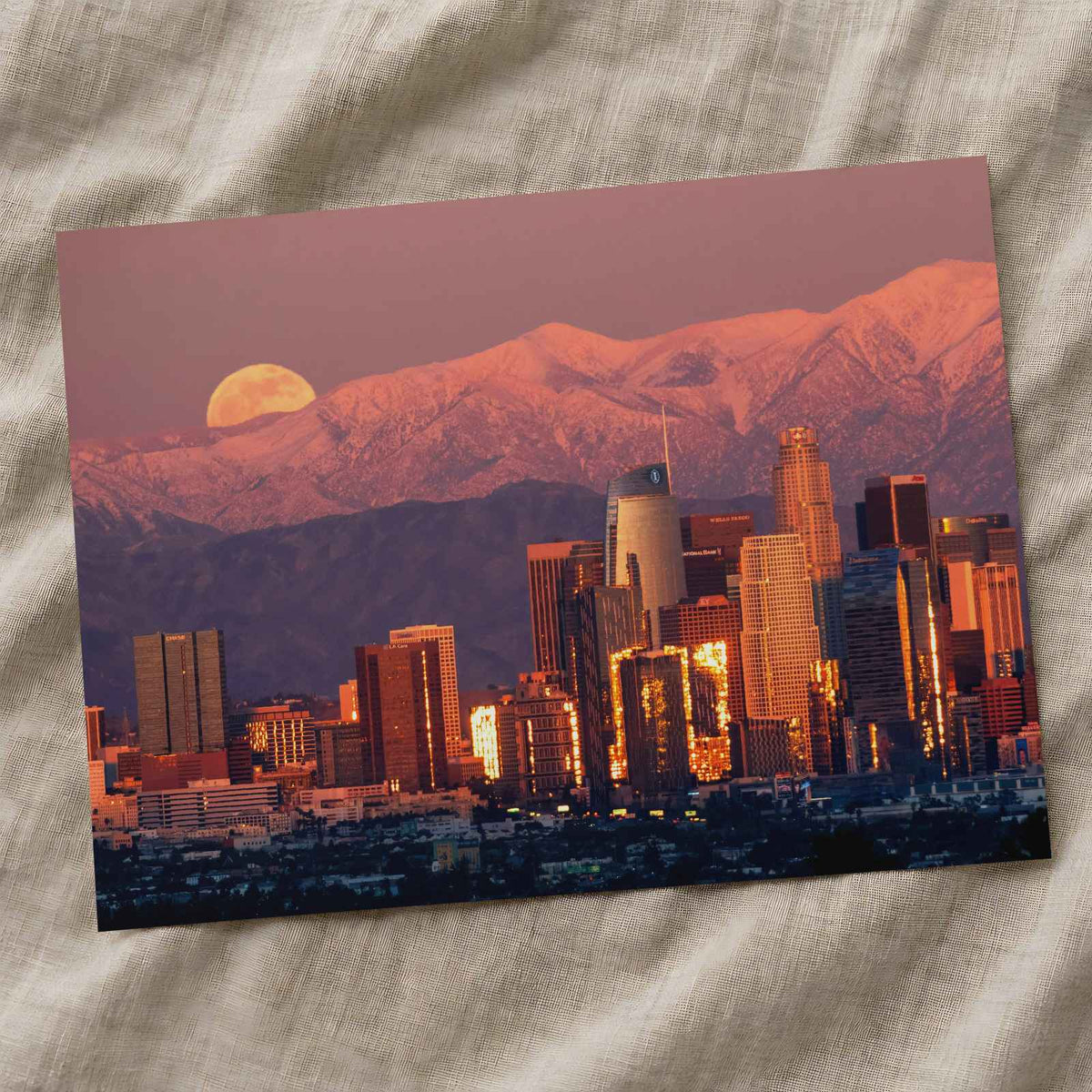 San Gabriel Mountain Snow Moon in Los Angeles California Photo Print (7 Sizes)