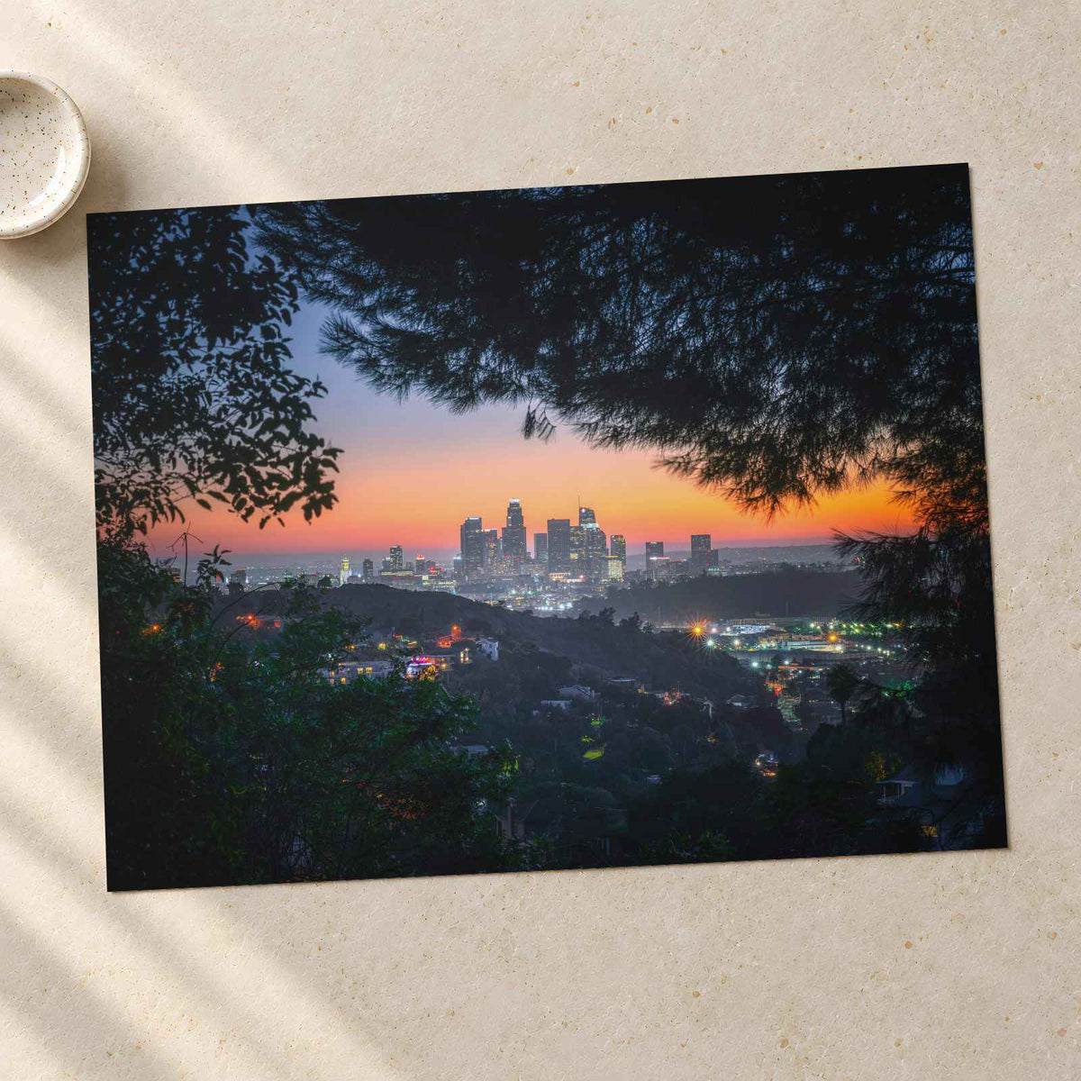 Cityscape of Los Angeles in Twightlight Photo Print (7 Sizes) - Frameable