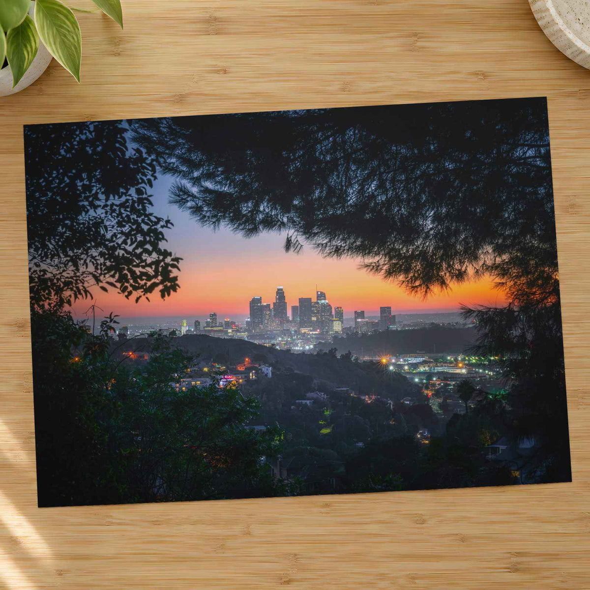 Cityscape of Los Angeles in Twightlight Photo Print (7 Sizes) - Frameable