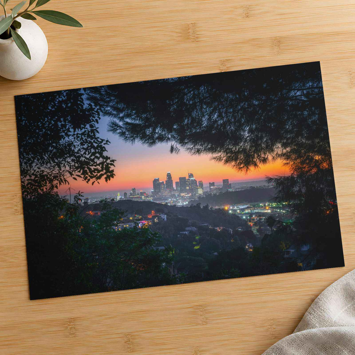 Cityscape of Los Angeles in Twightlight Photo Print (7 Sizes) - Frameable