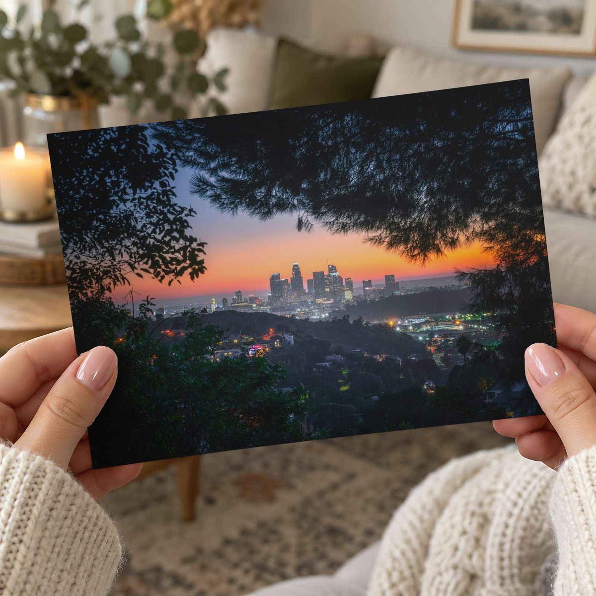 Cityscape of Los Angeles in Twightlight Photo Print (7 Sizes) - Frameable