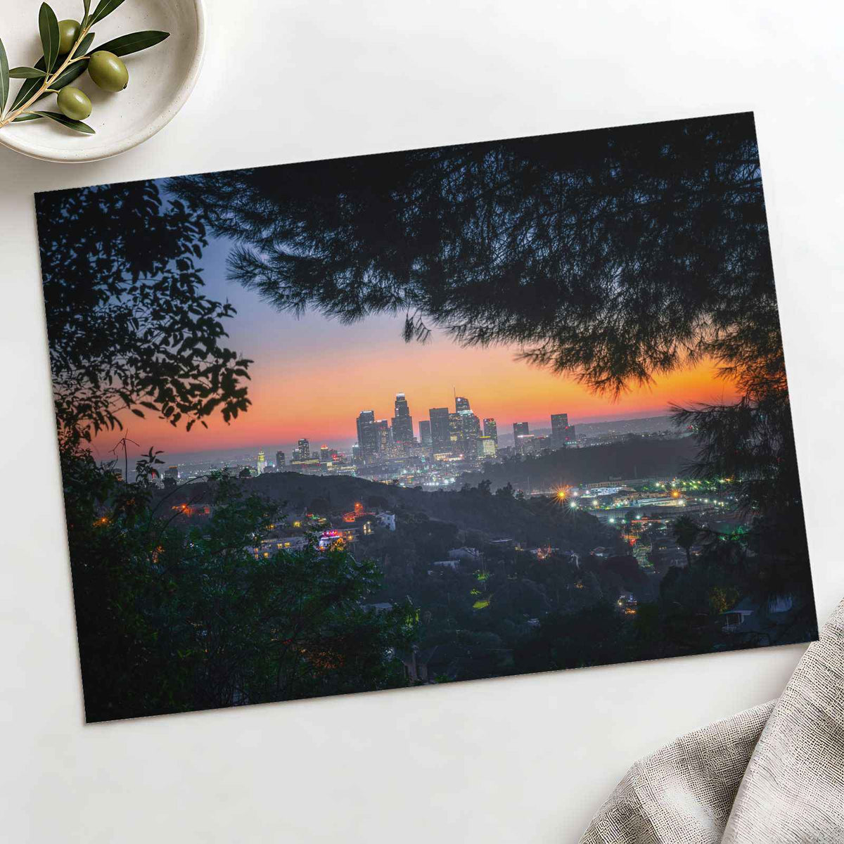 Cityscape of Los Angeles in Twightlight Photo Print (7 Sizes) - Frameable