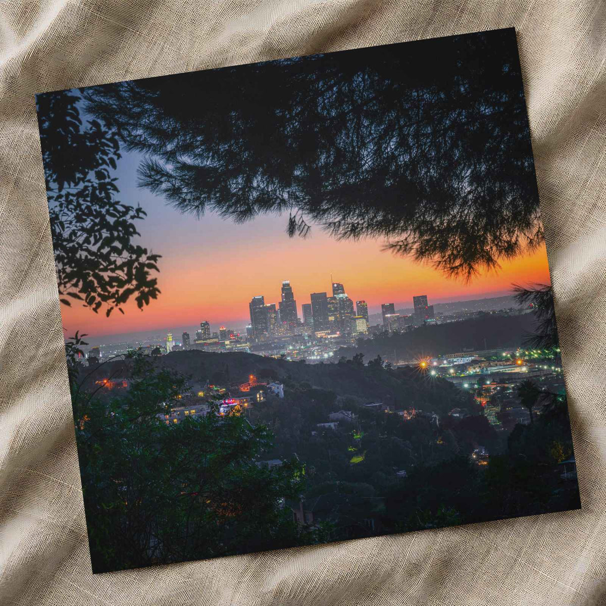 Cityscape of Los Angeles in Twightlight Photo Print (7 Sizes) - Frameable