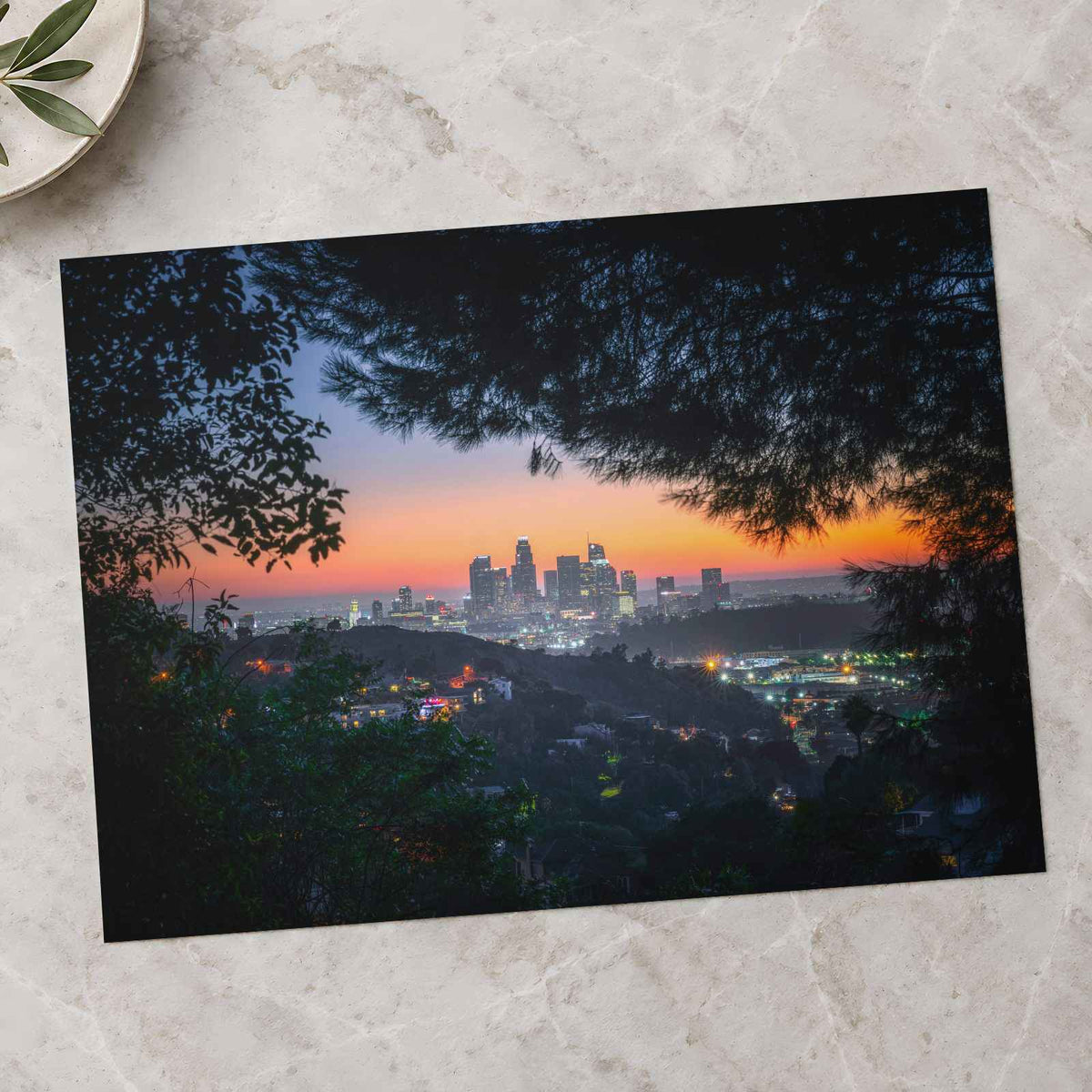 Cityscape of Los Angeles in Twightlight Photo Print (7 Sizes) - Frameable