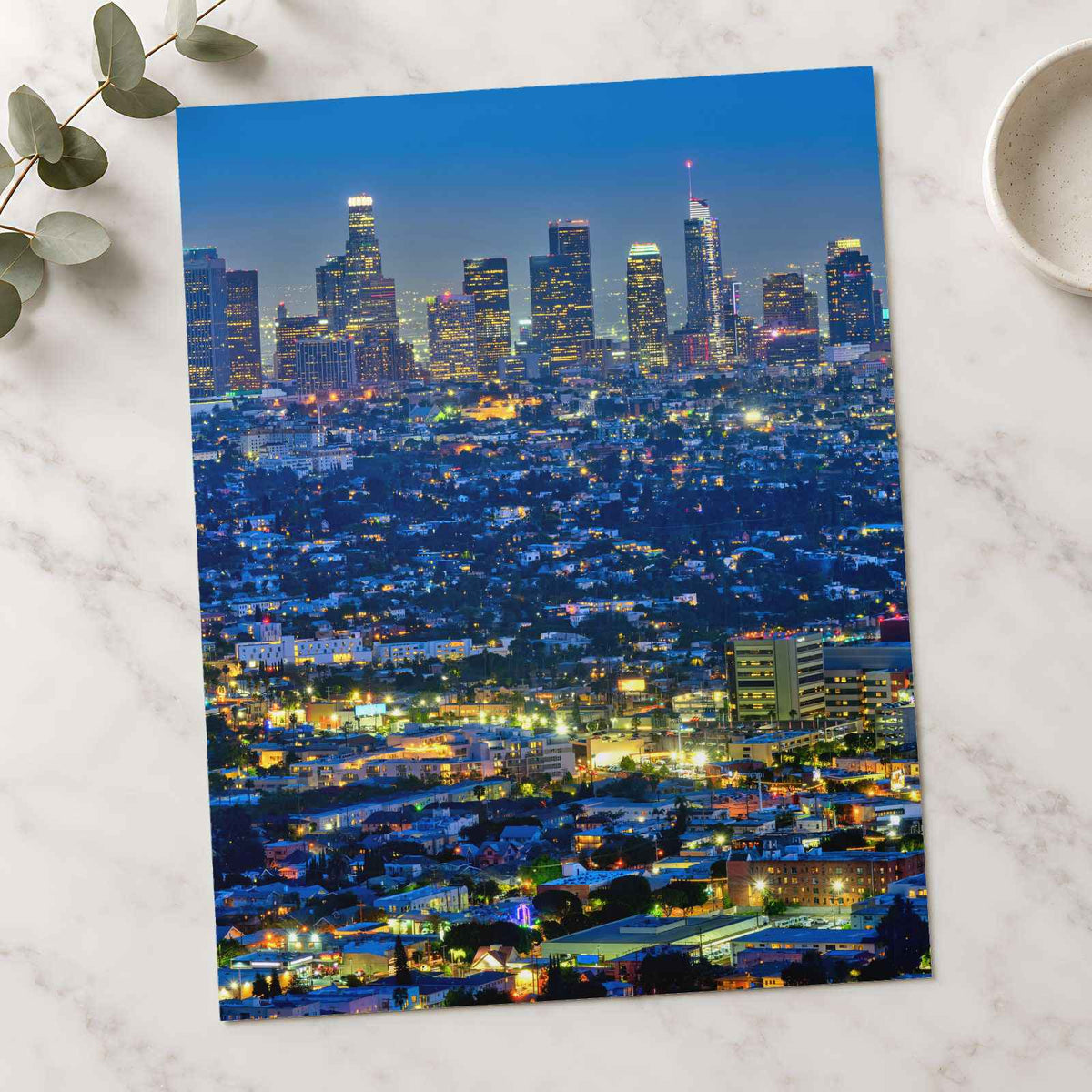 Skyline of Downtown Los Angeles at Night California Photo Wall Art (7 Sizes)