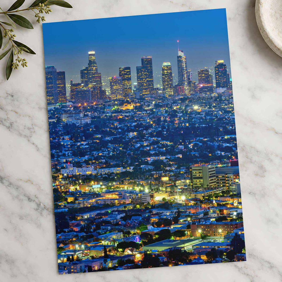 Skyline of Downtown Los Angeles at Night California Photo Wall Art (7 Sizes)