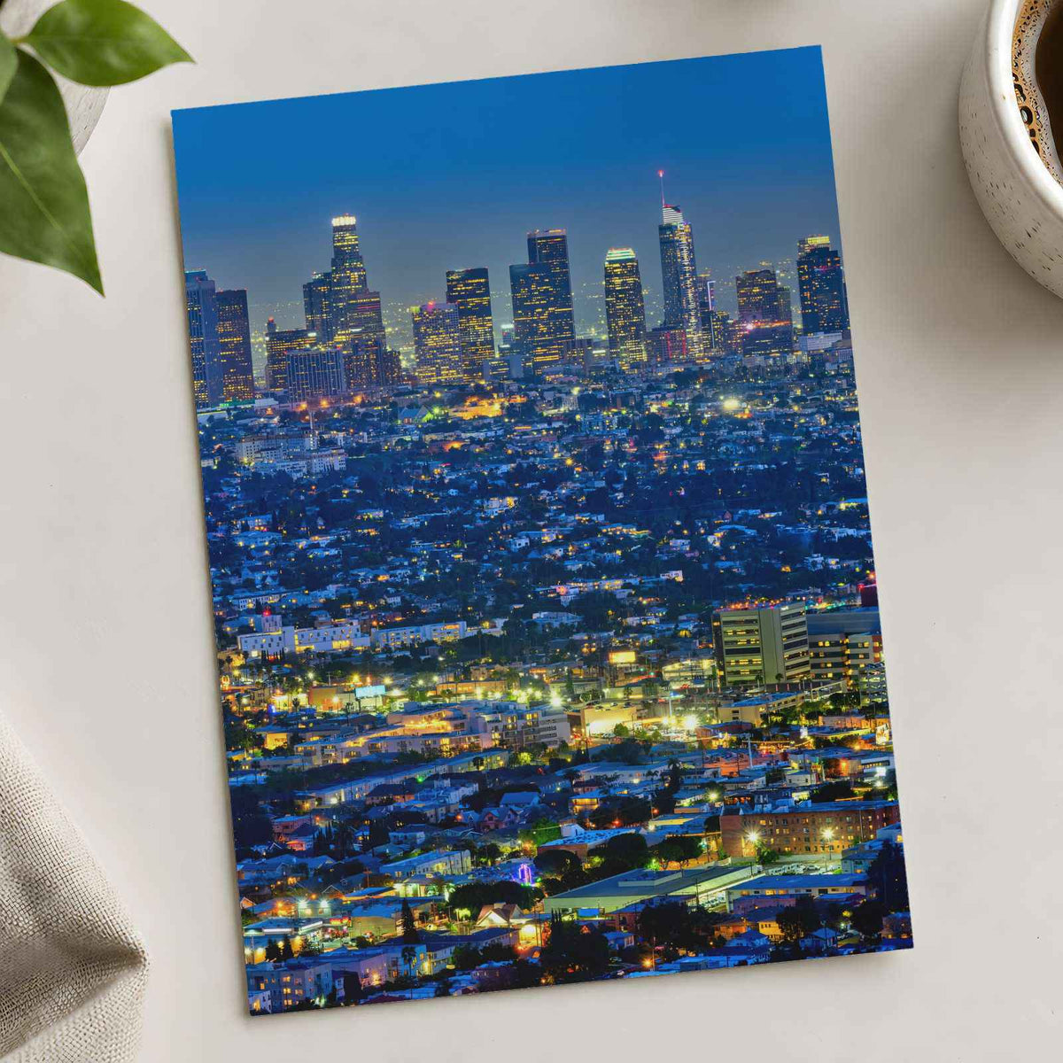 Skyline of Downtown Los Angeles at Night California Photo Wall Art (7 Sizes)