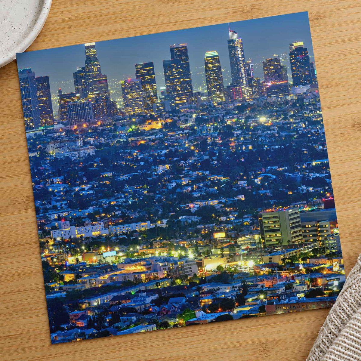 Skyline of Downtown Los Angeles at Night California Photo Wall Art (7 Sizes)