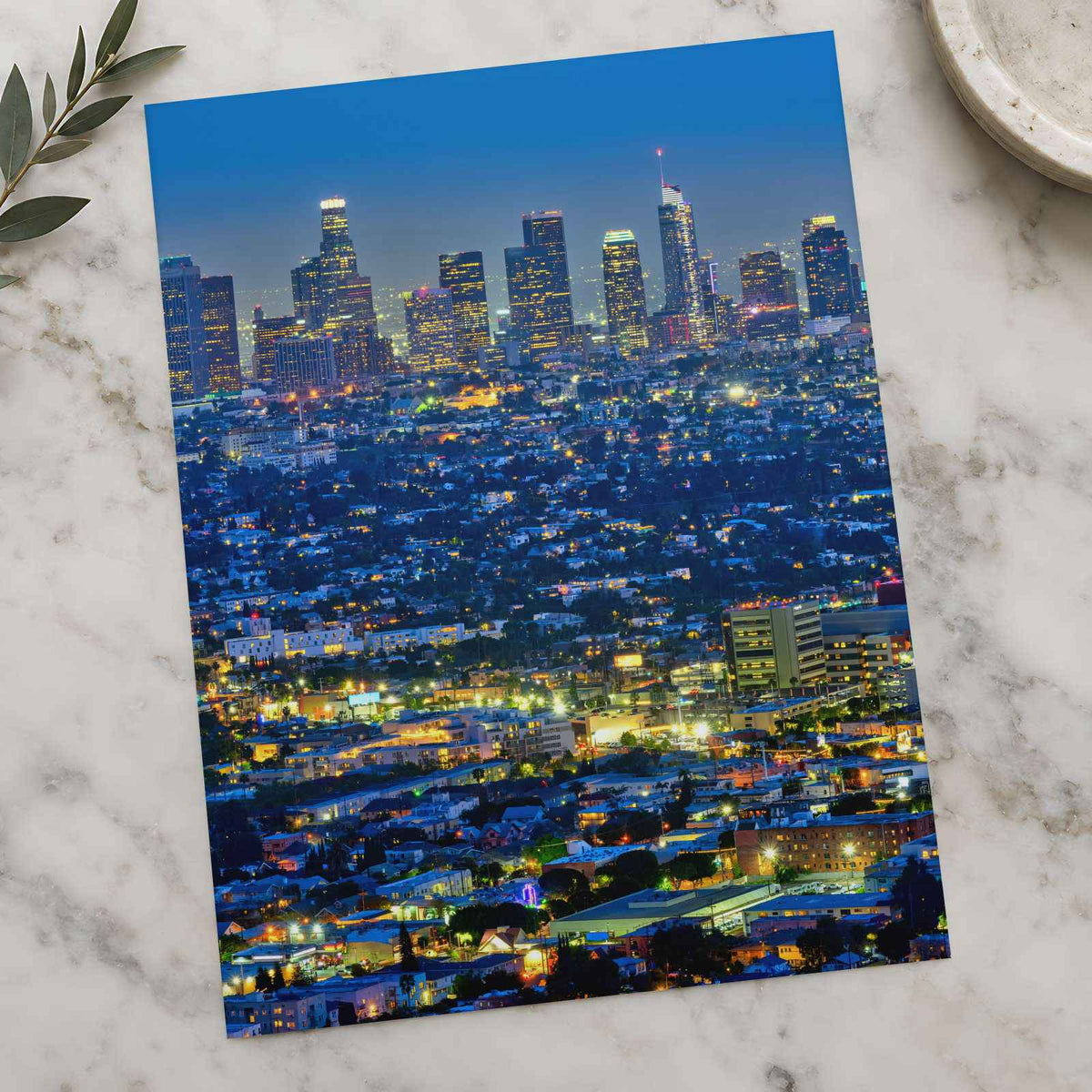 Skyline of Downtown Los Angeles at Night California Photo Wall Art (7 Sizes)