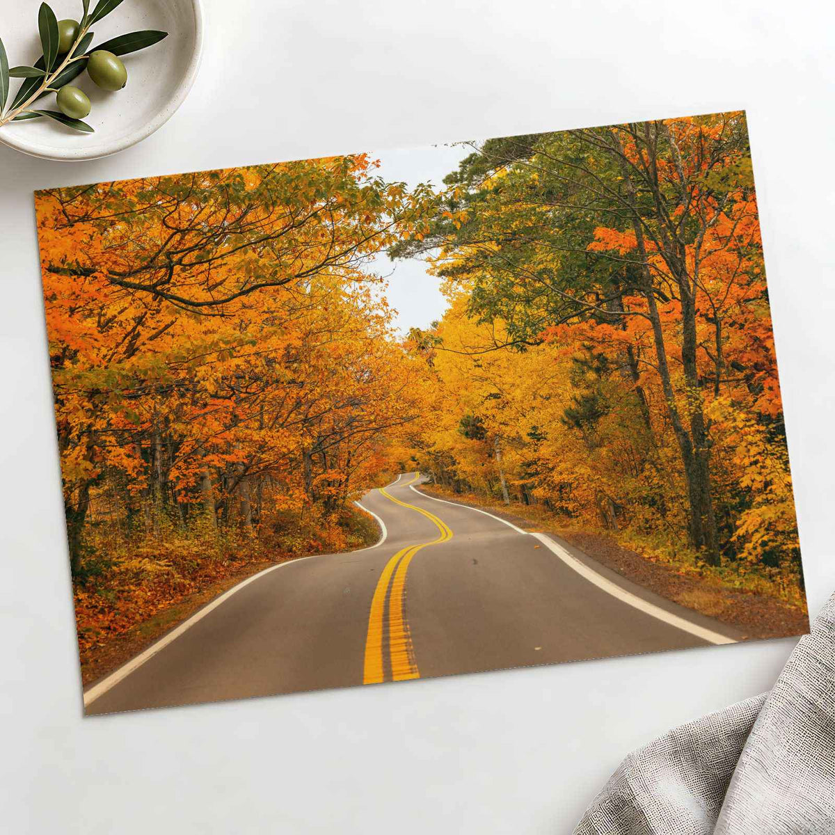 Road with Fall Foliage Photography Print (7 Sizes) - High Quality