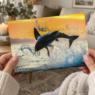 Jumping Great White Shark Photo Wall Print (5 Sizes) - Premium Quality