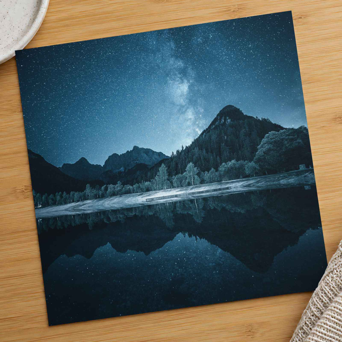 Milky Way Over Mountain and Lake Photo Wall Art (7 Sizes) - High Quality