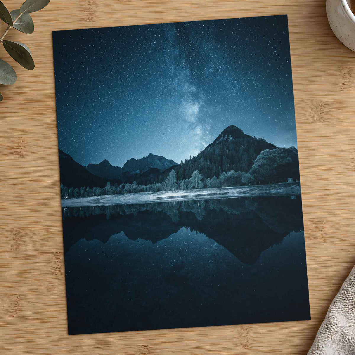 Milky Way Over Mountain and Lake Photo Wall Art (7 Sizes) - High Quality