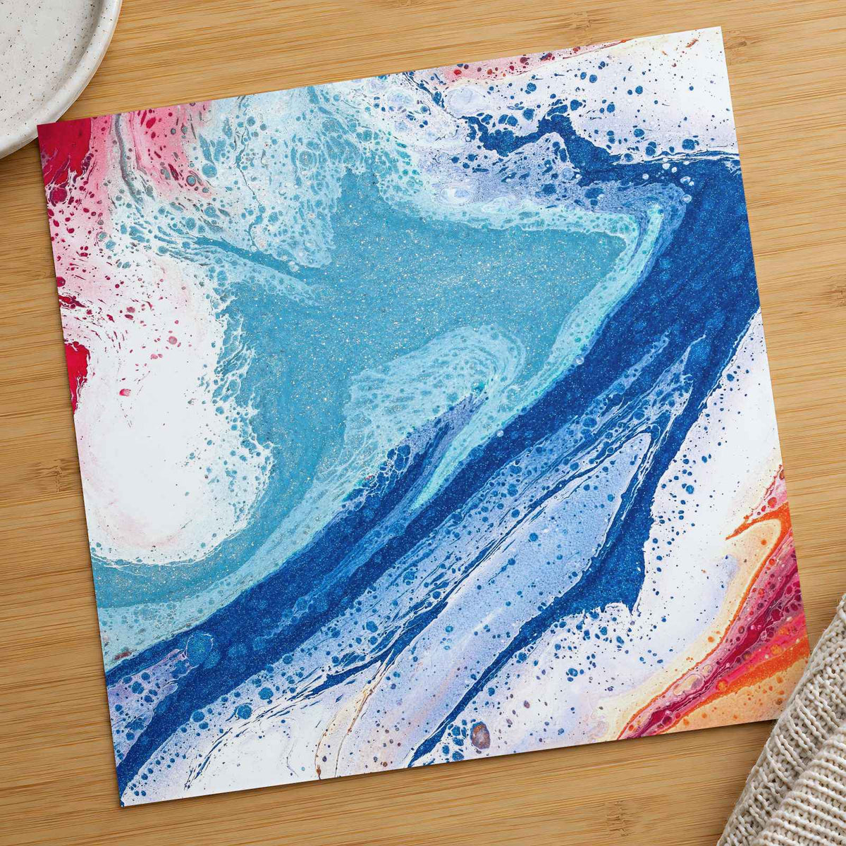 Abstract Painting of Blue, Red and White Art Print (7 Sizes) - Ready to Frame