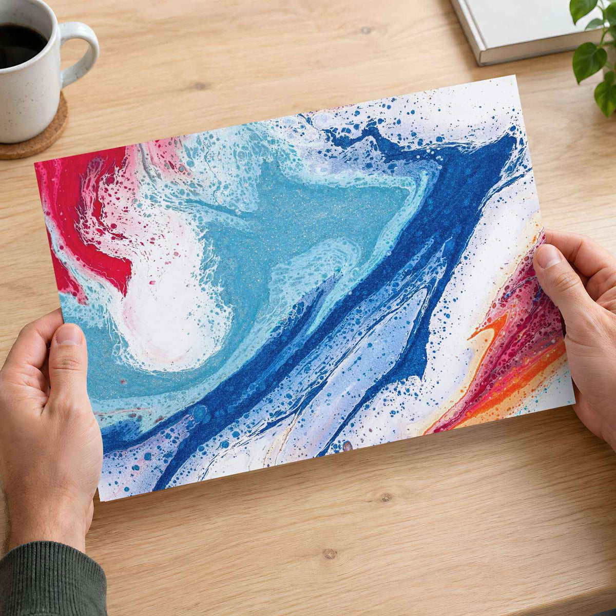 Abstract Painting of Blue, Red and White Art Print (7 Sizes) - Ready to Frame