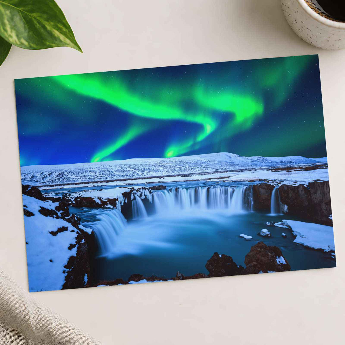 Aurora Borealis, Godafoss Waterfall, Iceland Photo Print (7 Sizes)