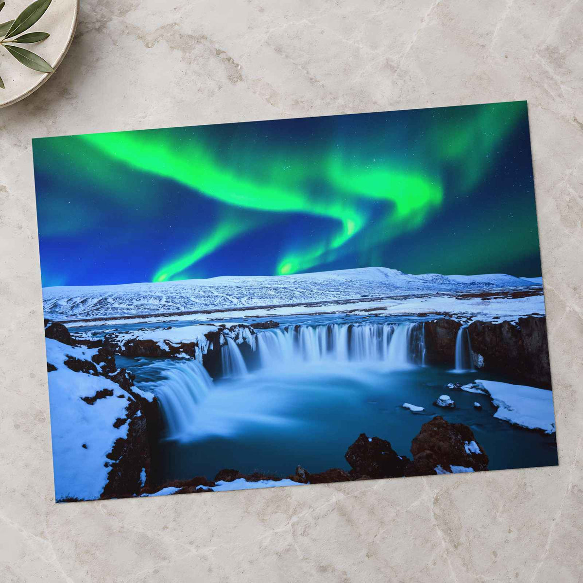 Aurora Borealis, Godafoss Waterfall, Iceland Photo Print (7 Sizes)