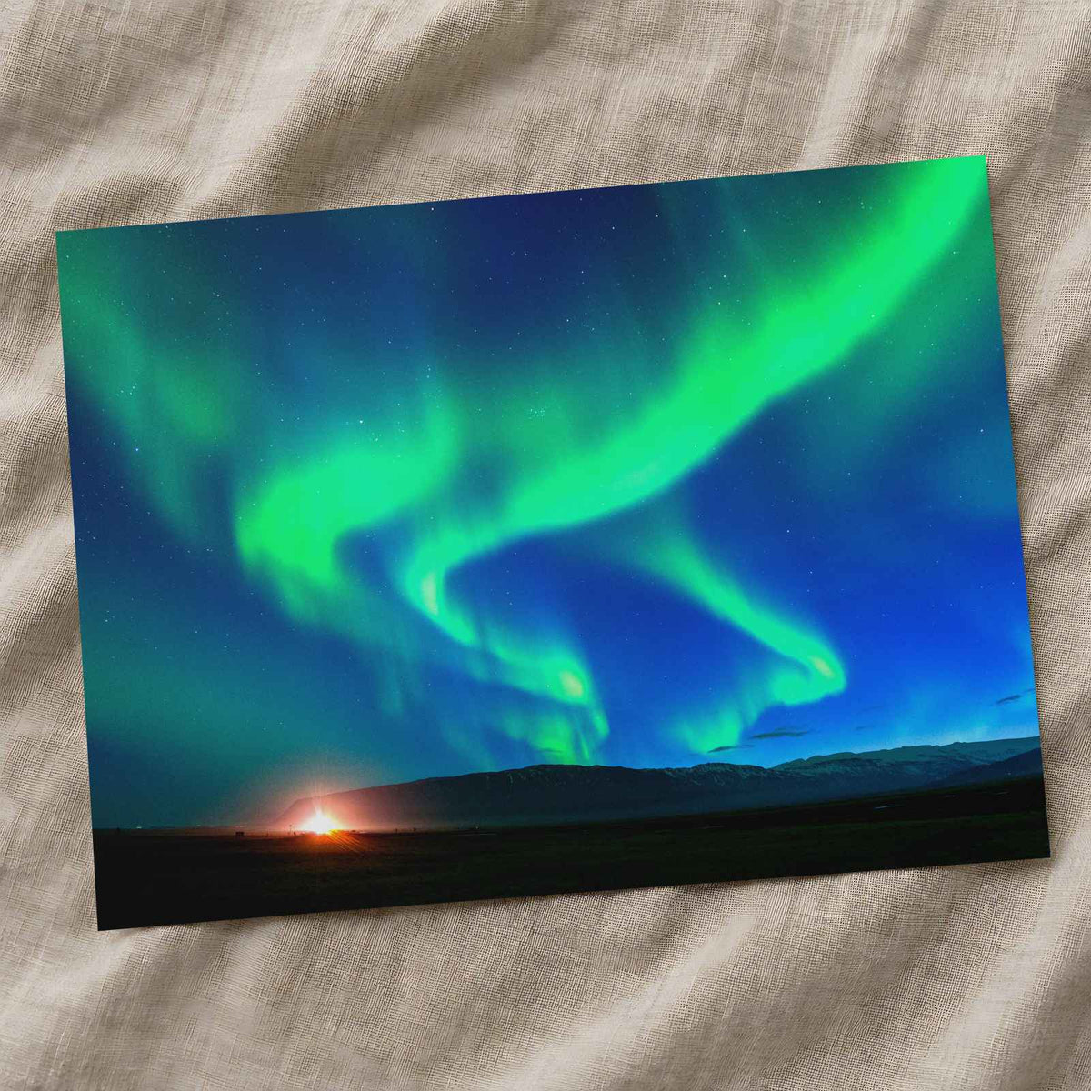Northern Lights (Aurora Borealis) at Night Photo Print Wall Decor