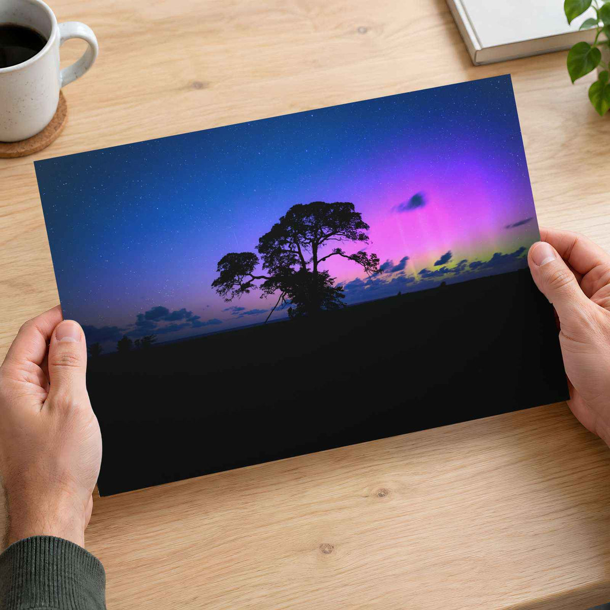Tree in Field with Purple and Blue Sky Photography Print (7 Sizes) - Frameable