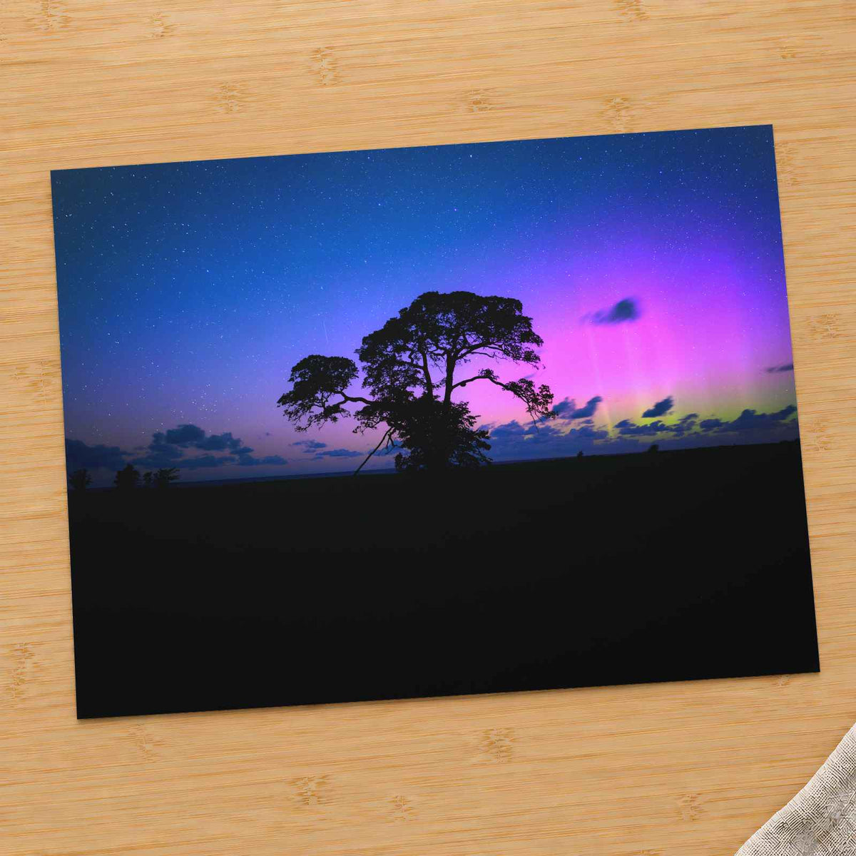 Tree in Field with Purple and Blue Sky Photo Print Wall Decor