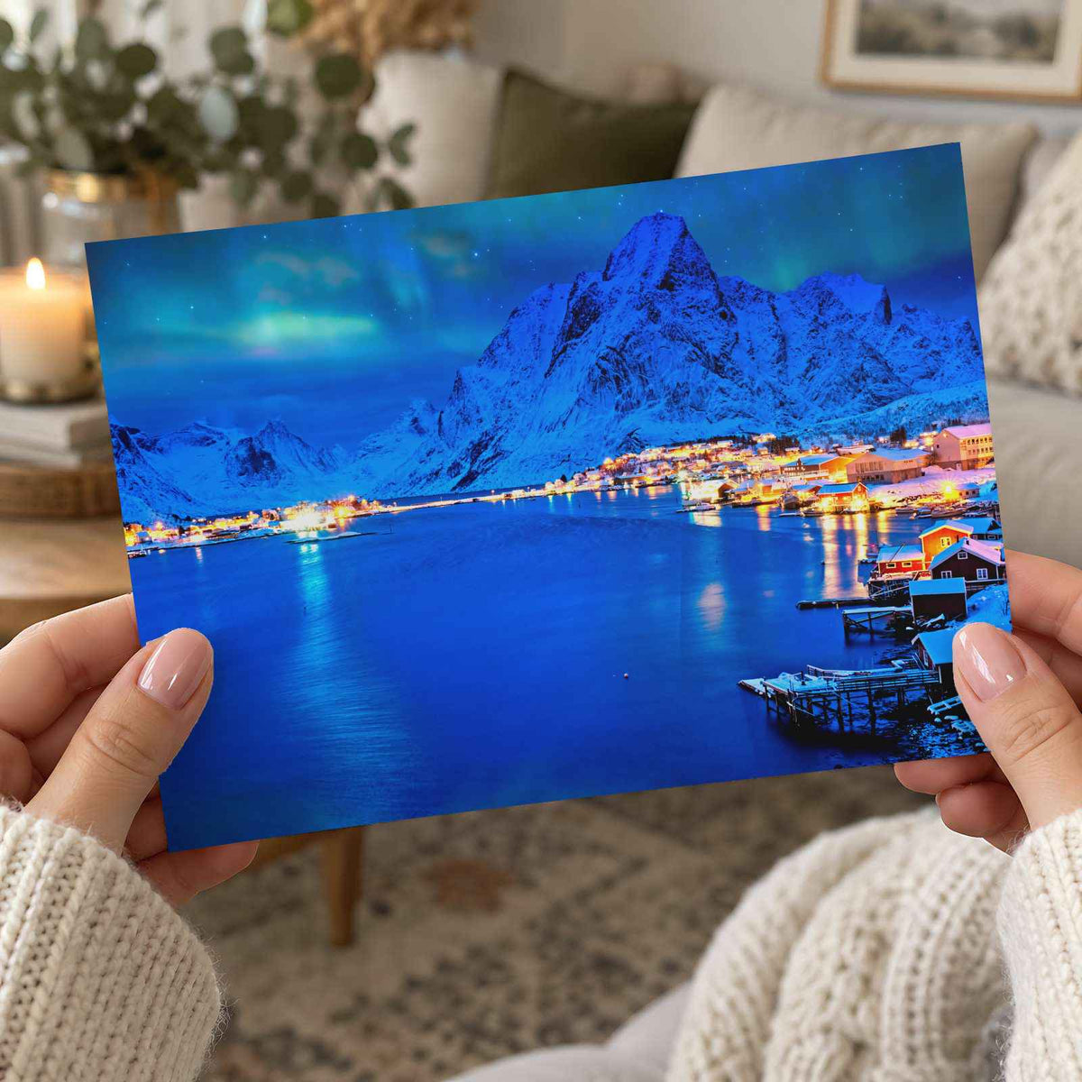 Reine Village Aurora Borealis Lofoten, Norway Photography Print (7 Sizes)