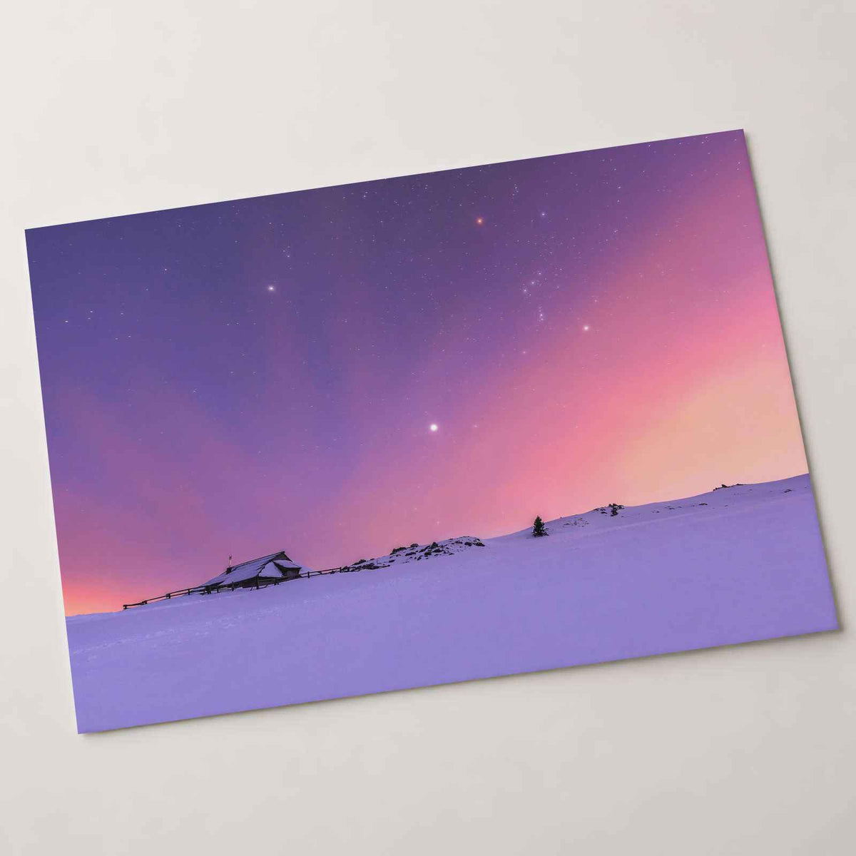 Snowy with Purple Sky in Snowy Mountains Photo Print (7 Sizes) - Crisp Detail