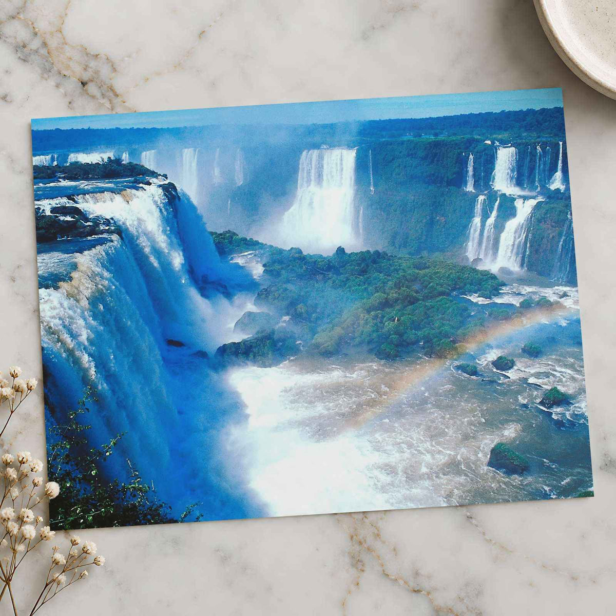 Waterfall with Rainbow in at Iguazu Falls Photographic Art Print (6 Sizes)