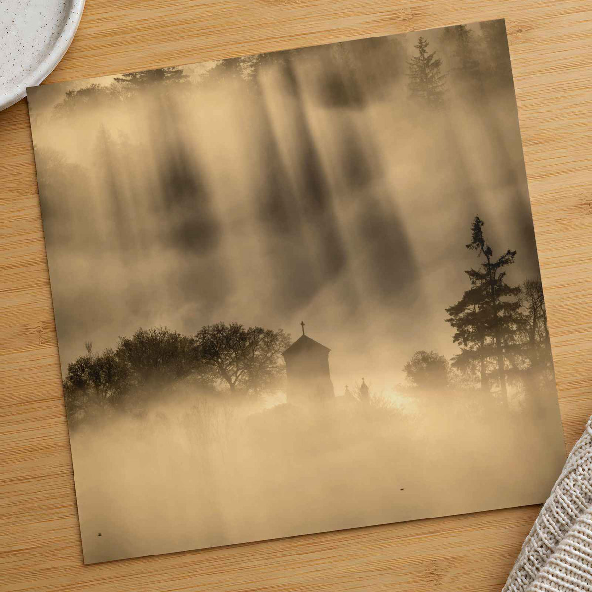 Church in Foggy Forest (Loughrigg Fell) Ambleside Photo Wall Print (7 Sizes)